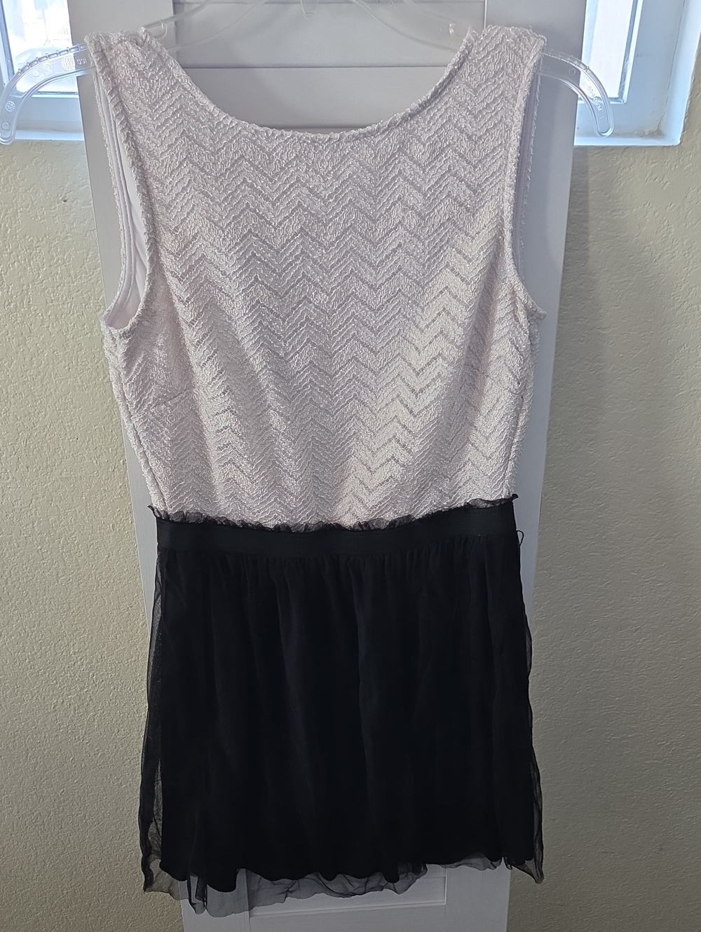 Speechless Two-Tone Lace Tank Dress in Ivory and Black